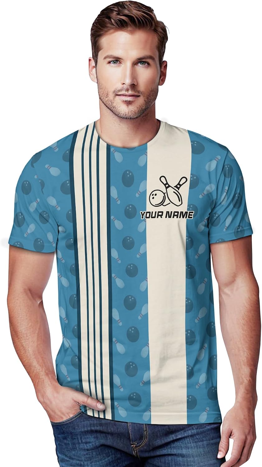 Men's Bowling Tshirt Custom Blue Strike Bowling T Shirt for Bowler Print That's Some BowlShot Clothes