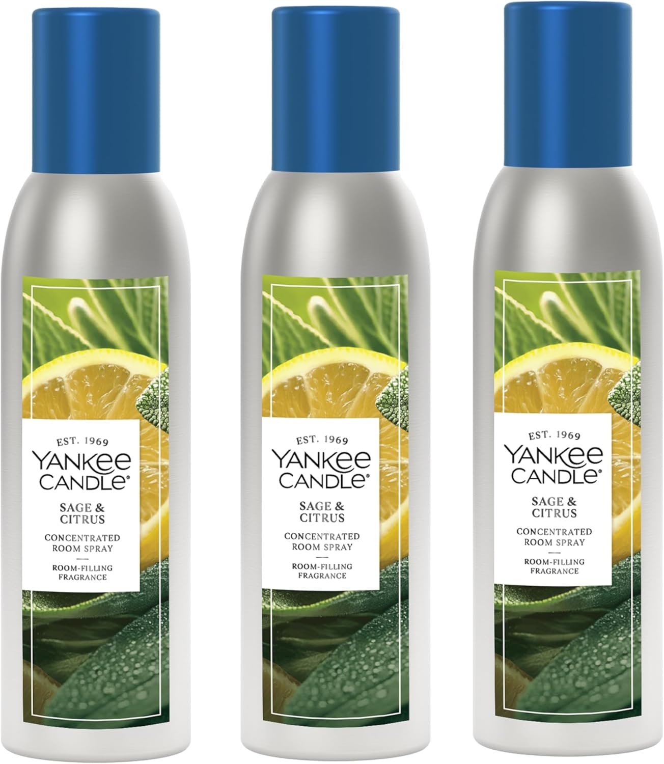 Yankee Candle Concentrated Room Spray Air Freshener, Instant Home Fragrance, Odor Eliminating Spray, Sage & Citrus (Pack of 3)