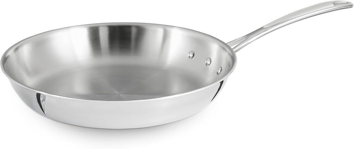 Sartén para tortillas de acero inoxidable de tres capas de 10 pulgadas