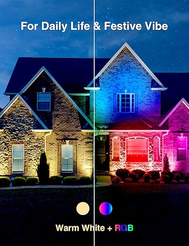 Miniatura 3 de Onforu Paquete de 2 luces de inundación LED RGB equivalente a 600 W reflector de 100 W que cambia de color con control remoto de 44 teclas arandela