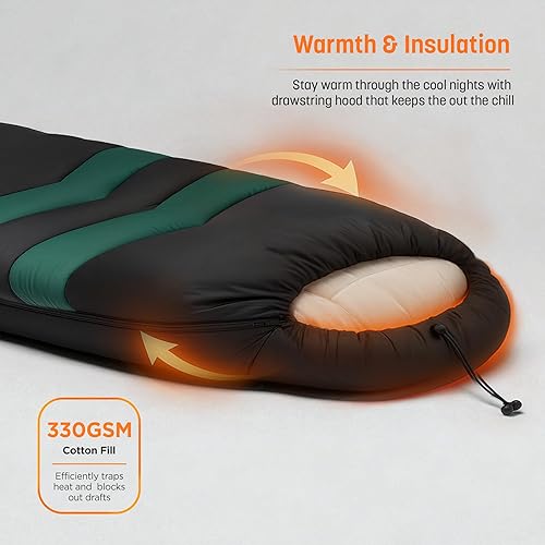 Miniatura 9 de Saco de dormir con almohadilla incorporada (AirPack Sleeper)  Colchoneta inflable todo en uno y manta con cremallera para acampar con bomba de pie