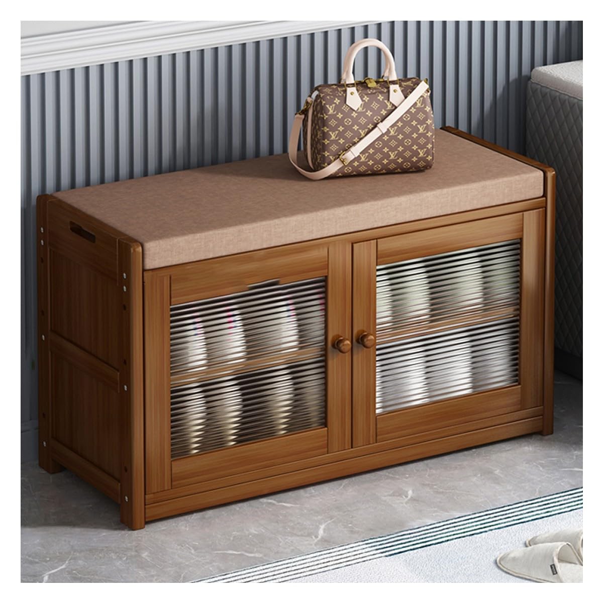 Rangement chaussures gain de place meuble bas 2 portes modulable