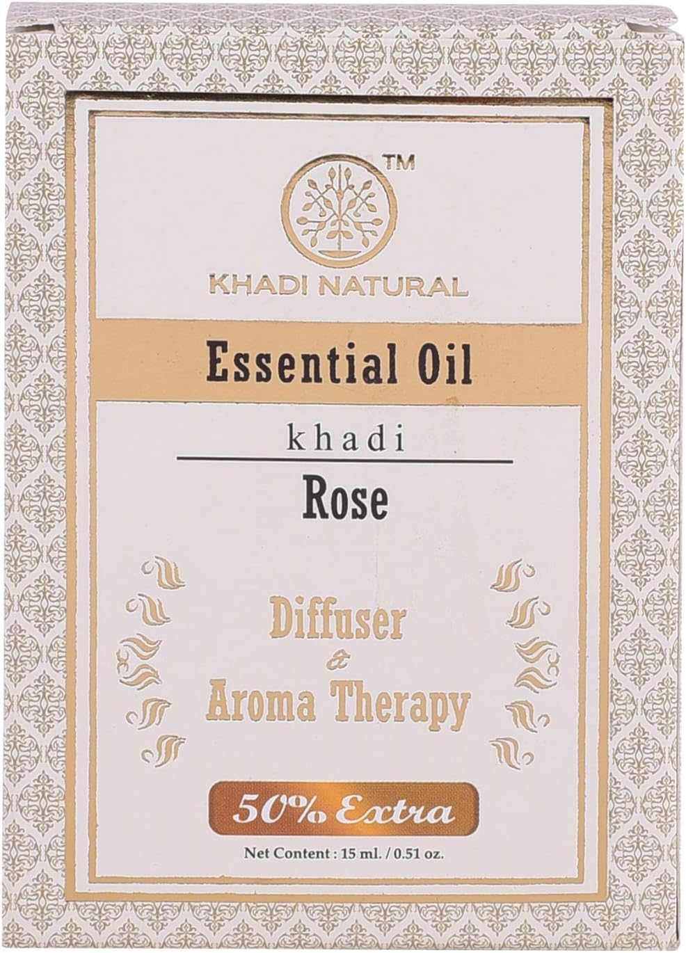 KHADI NATURAL Rose Essential Oil| Hydrates Skin| Aromatherapy| Stress-relieving properties|Natural and Therapeutic| 15 ml