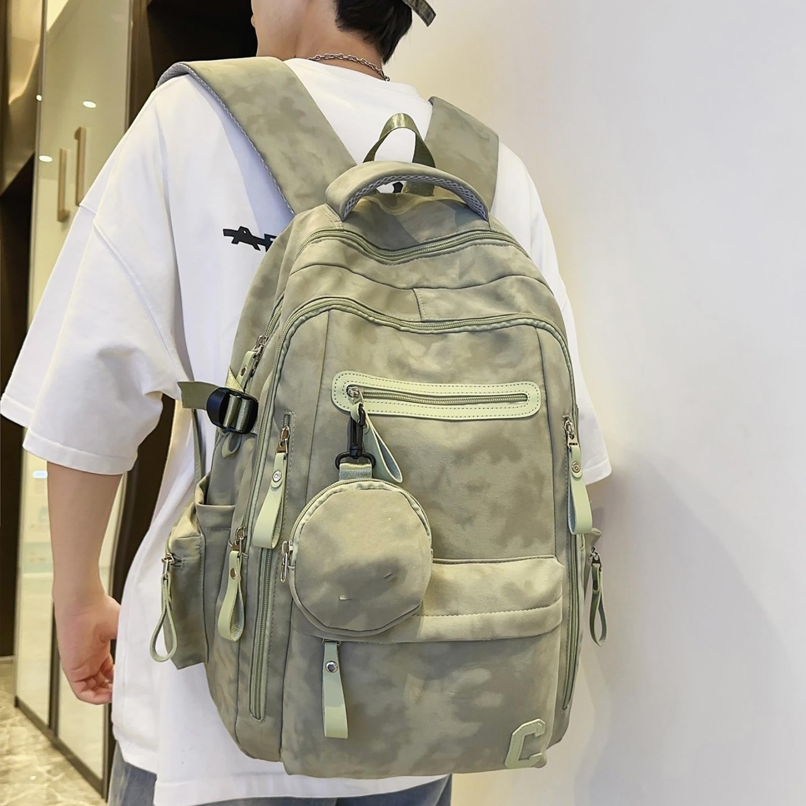 Zaino Nuovo da Donna Borsa Viaggio Femminile Zaini Scuola per Ragazze Adolescenti Libro Mochila Libro-White