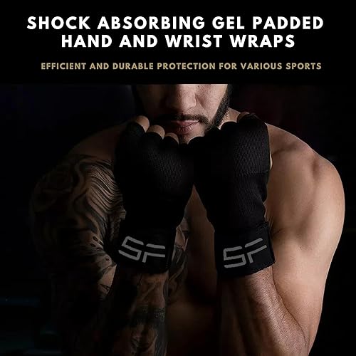 Miniatura 4 de Shadowfit Guantes interiores de boxeo de gel para entrenamiento par de muñequeras y vendas de mano para hombres y mujeres - Equipo de boxeo de MMA