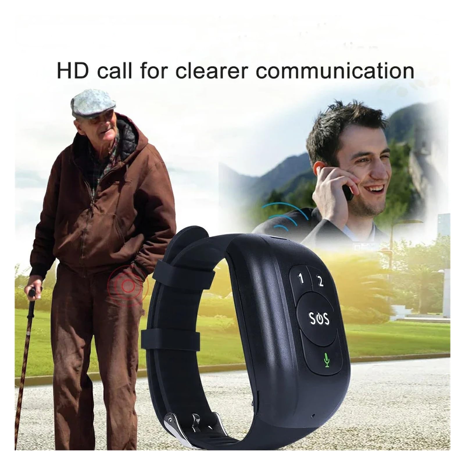 Pulsera de Seguimiento GPS 4G for Personas Mayores, localizador Inteligente con Alerta detección caídas, botón SOS, Llamada Emergencia, rastreador Impermeable 1000 mAh(Red)