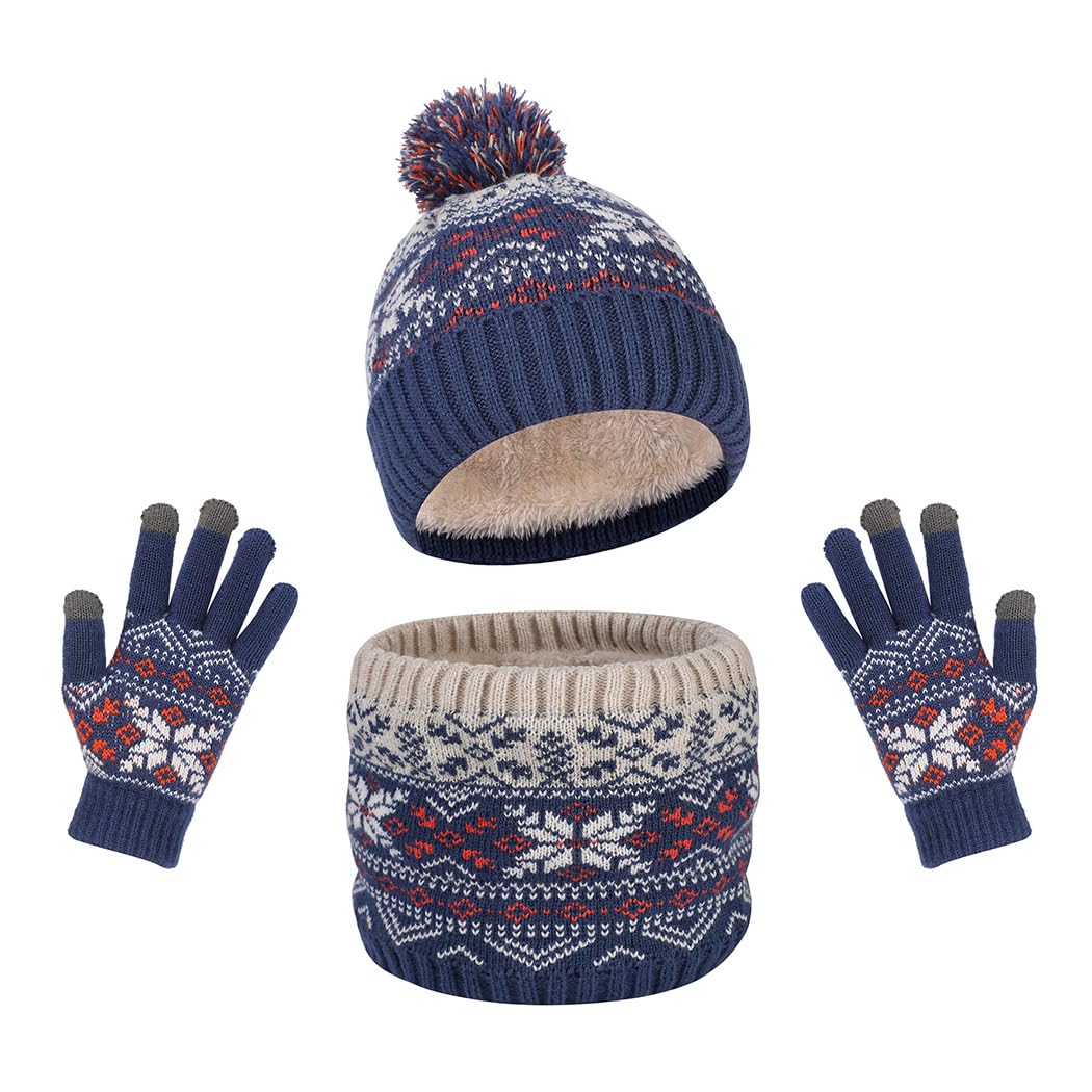 3 in 1 Conjunto de Gorro Bufanda y Guantes Niños Conjunto de Gorro Bufanda y Guantes Niña Set Niños Conjunto de Bufanda Gorro Guantes Forro Polar Beanie Gorro Sombrero