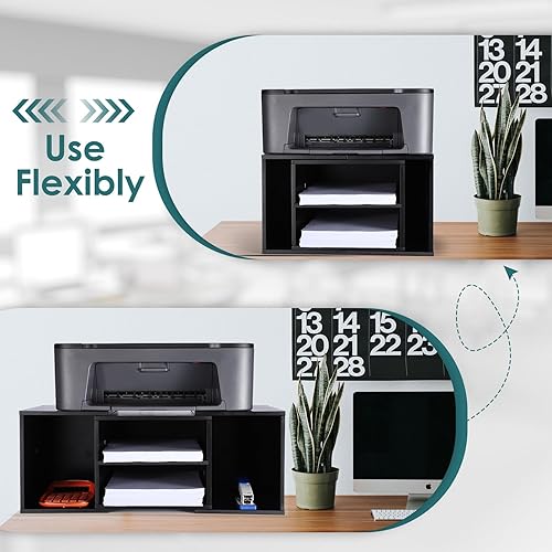 Miniatura 3 de EMERIT Soporte Grande para Impresora, Mesa de Impresora Ajustable con Almacenamiento, Elevador de Impresora de 2 Niveles Organizador de Papel de