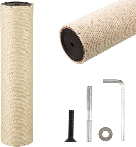 FOBSME Poste rascador de repuesto para gatos, 15.75 x 3.54 pulgadas, material de sisal natural, adecuado para tornillos M8, fácil instalación, se