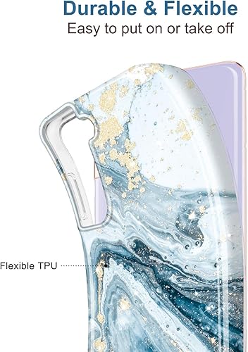 Miniatura 5 de JIAXIUFEN Galaxy S21 - Funda para Samsung Galaxy S21 5G de 6.2 pulgadas 2021, diseño de mármol con purpurina dorada, delgada, a prueba de golpes, de