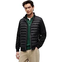 Tommy Hilfiger Uomo Felpa con Zip Mix Media Stand Collar Giacca Trapuntata, Nero (Black), XXL