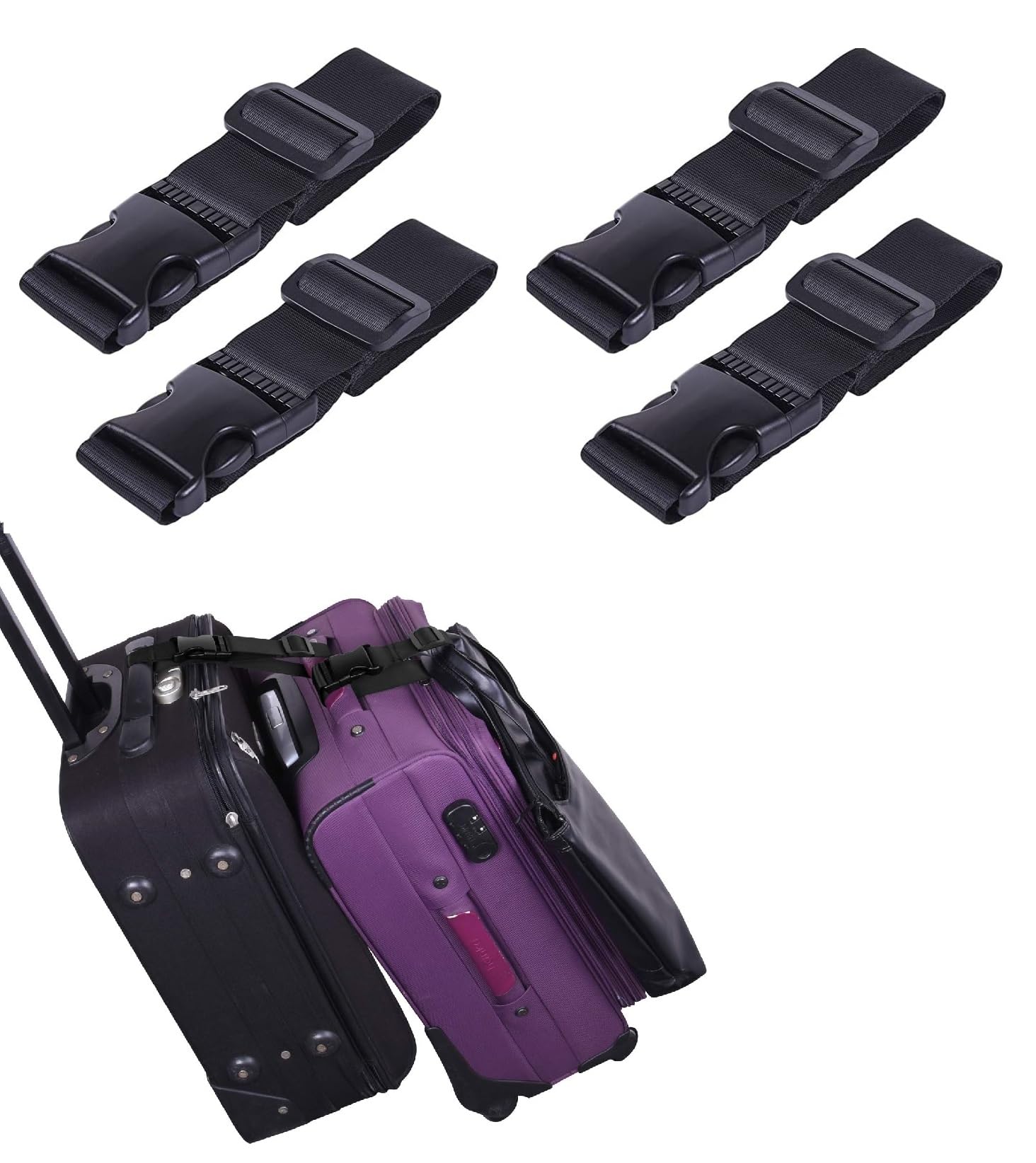Gopinath Autolink 4pcs Add a Bag Luggage Strap - 1.5" x 20", Adjustable Suitcase Belt Travel Attachment Travel Accessories for Connecting Your Luggage Together-image-12