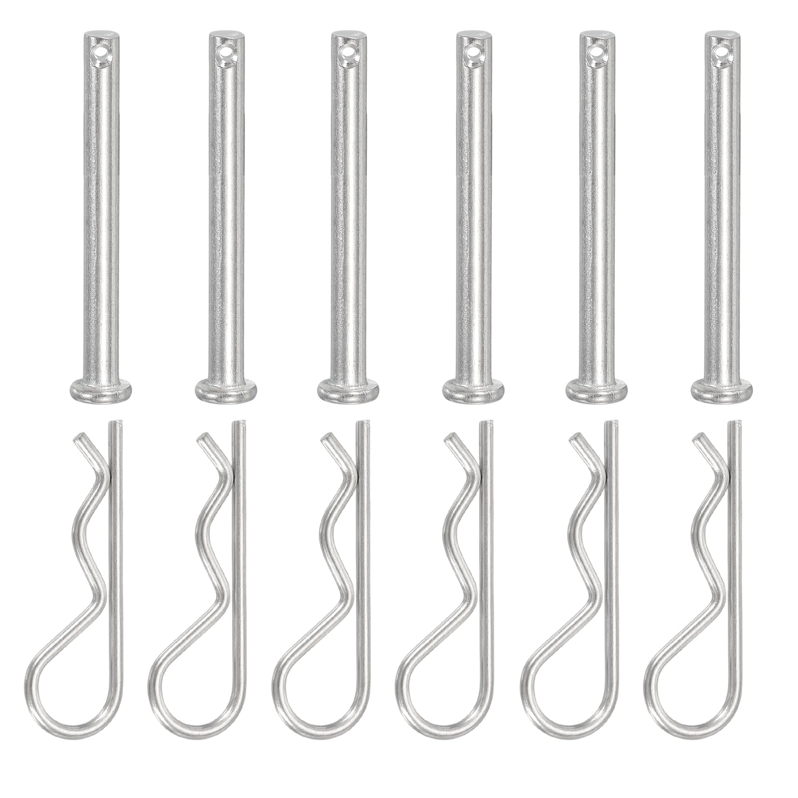 YELARXI 6 Pcs M6x60mm Single Hole Clevis Pin with R Shaped Spring Cotter Pin