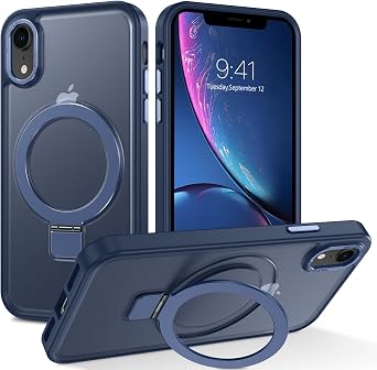 DUEDUE for iPhone XR Case Magnetic with Ring Stand[Compatible with Magsafe], Full Body Protective Cover Slim Shockproof Kickstand Phone Case for Apple iPhone XR 6.1", Blue