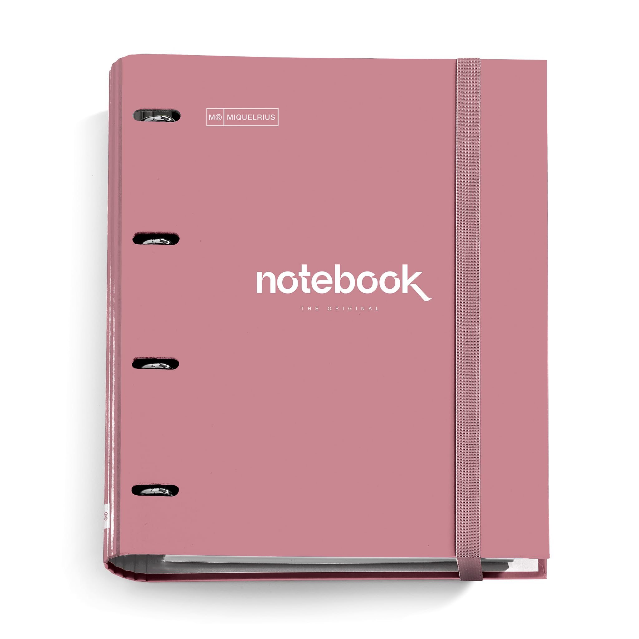 Miquelrius - Carpebloc A4 Emotions, 4 Ring Binder Folder A4 + Refill Squared Sheets, 90 g/m² Paper, Elastic Closure, Carpesano Pink Dust