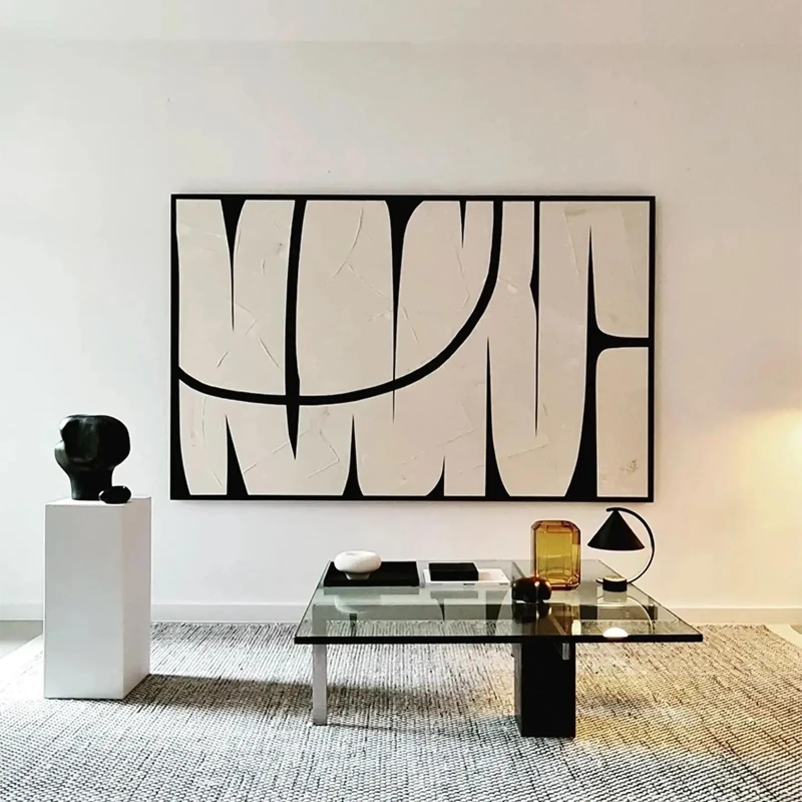Affiche sur toile texturée haut de gamme art moderne noir et blanc - 6
