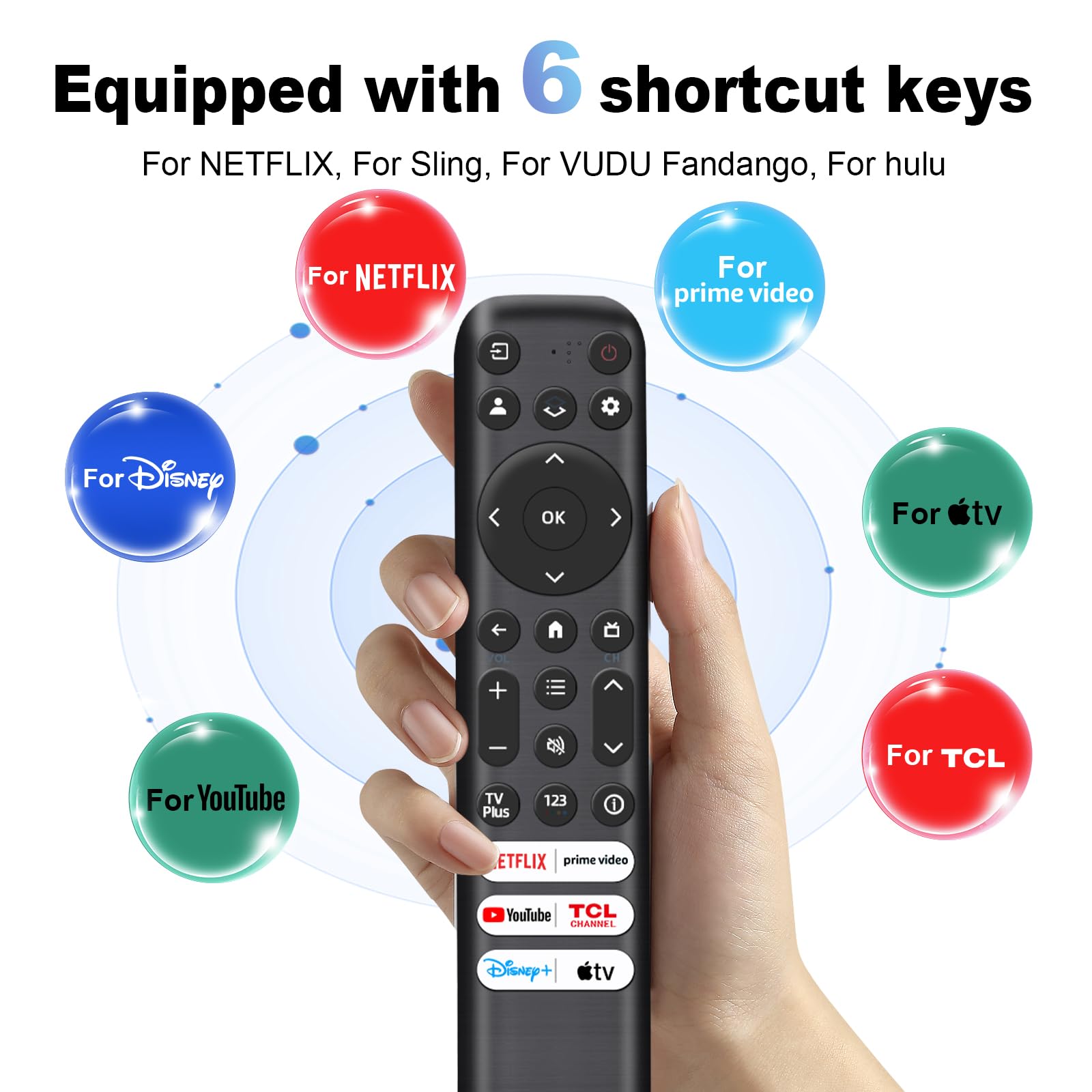 Amazon | TCL-Google Smart TVリモコンの交換用、RC813リモコン、6つの