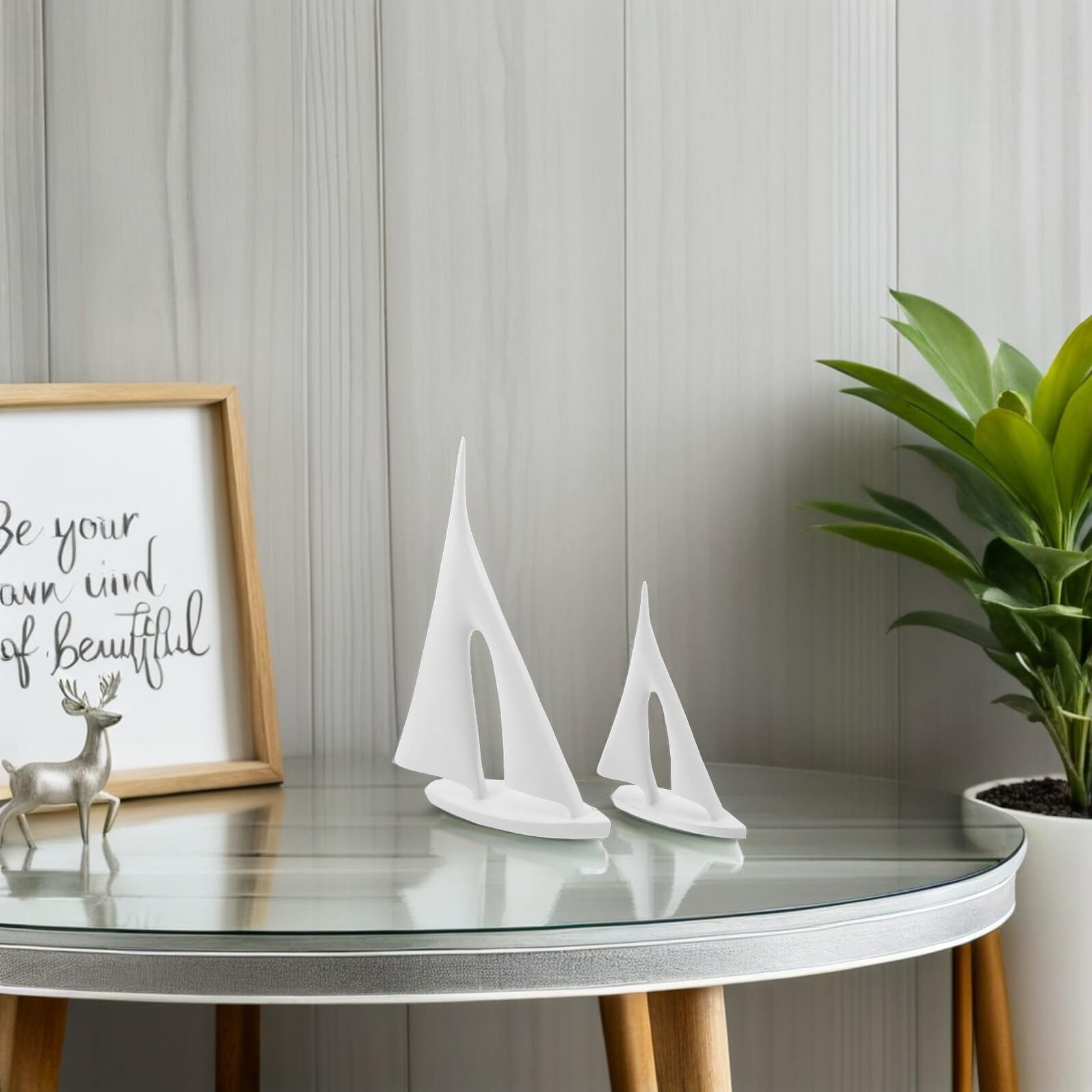 Estatua de Barco de Resina Pequeña, Escultura Náutica Decorativa, Adornos de Navegación para Sala de Estar y Oficina, Pieza de Decoración Moderna para Mesa y Estante