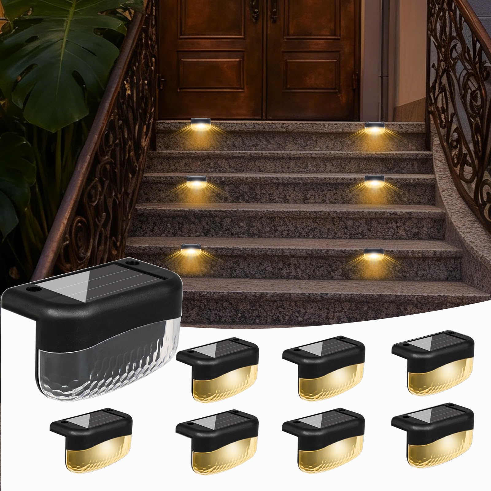 Melofo 8 Pack Solar Fence Light Outdoor, Garden Wall Lights Warm White