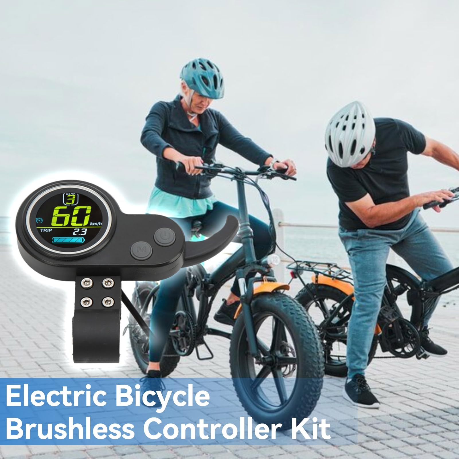 HERCHR Electric Bicycle Brushless Controller Kit, 36 48V 500W Figer Speed Thumb Throttle LCD Display Bike Scooter Motor Parts Accessories for Electric Scooter Bike