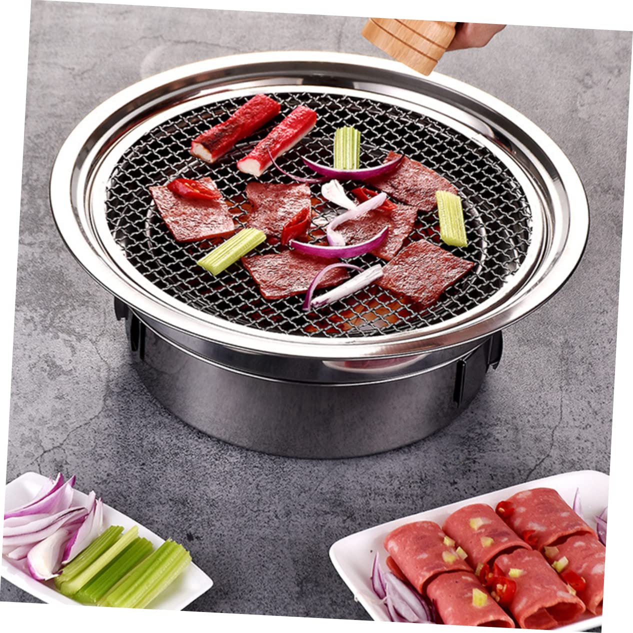 1 Zestaw Przenośny Grill Kuchenka Koreański Grill Patelnia Grill Węglowy Przenośny Wygodny Grill Węglowy Sprzęt Do Gotowania Na Świeżym Powietrzu Kemping Koreański Grill Kuchenka