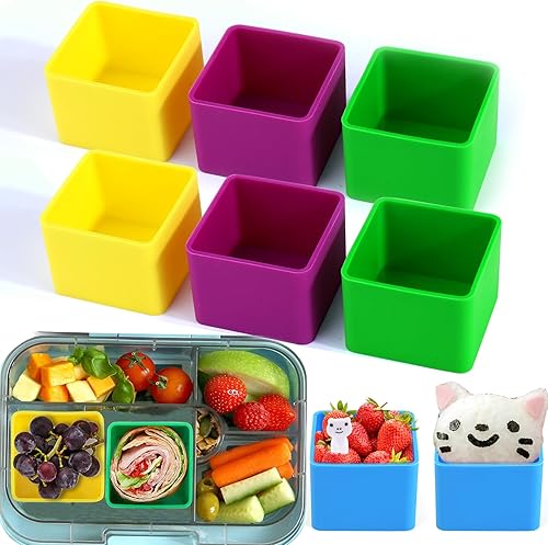 Cadeya Divisores de silicona para lonchera, 8 unidades de divisores cuadrados Bento para contenedores de almuerzo, accesorios