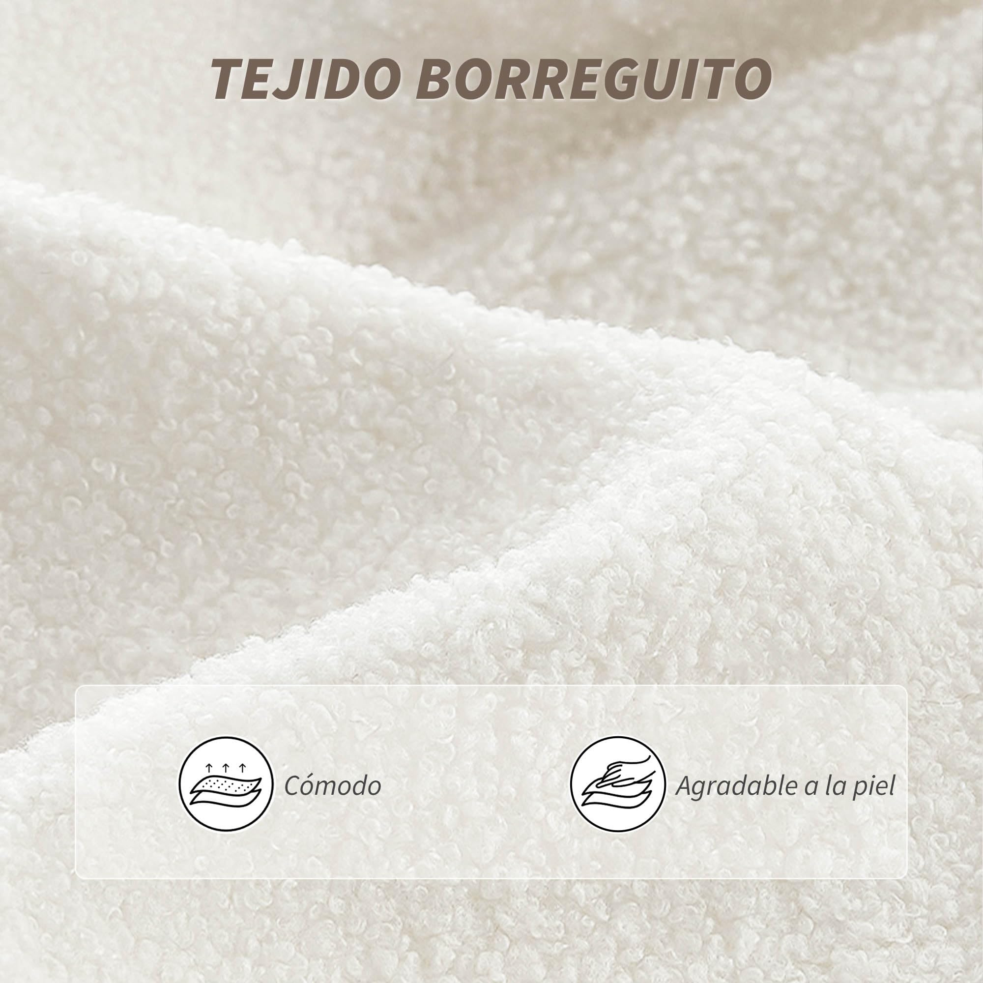 HOMCOM Silla de Escritorio con Reposapiés Silla de Oficina Borreguito Crema | Respaldo Reclinable, Reposacabezas Ajustable, Respaldo Alto, Altura Ajustable