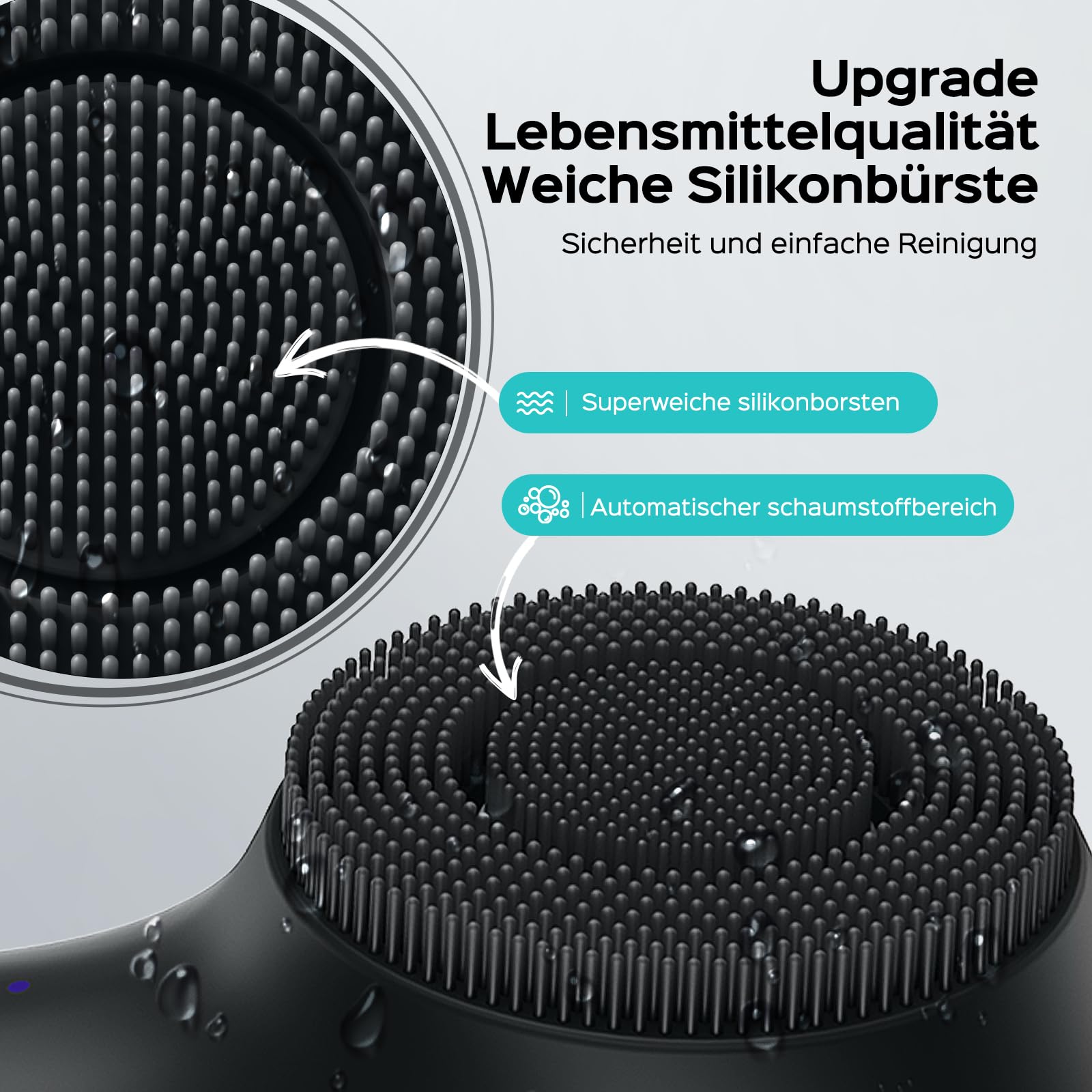 COSLUS Gesichtsreinigungsbürste Elektrische Gesichtsbürste Silikon Gesichtsreinigung: 2in1 rotierend und vibrierend patentierte tech-Automatic Schaumbildung-IPX7 wasserdicht für Männer Frauen-Schwarz