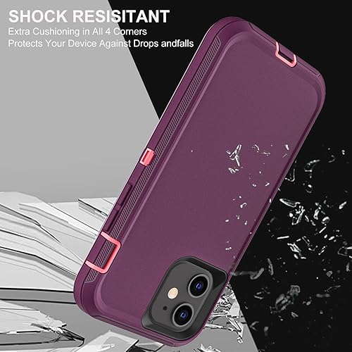 Miniatura 10 de YKHJKLEC Funda para iPhone 12 Mini, grado militar 3 en 1, resistente a los golpes, a prueba de caídas, polvo con 2 protectores de pantalla de vidrio