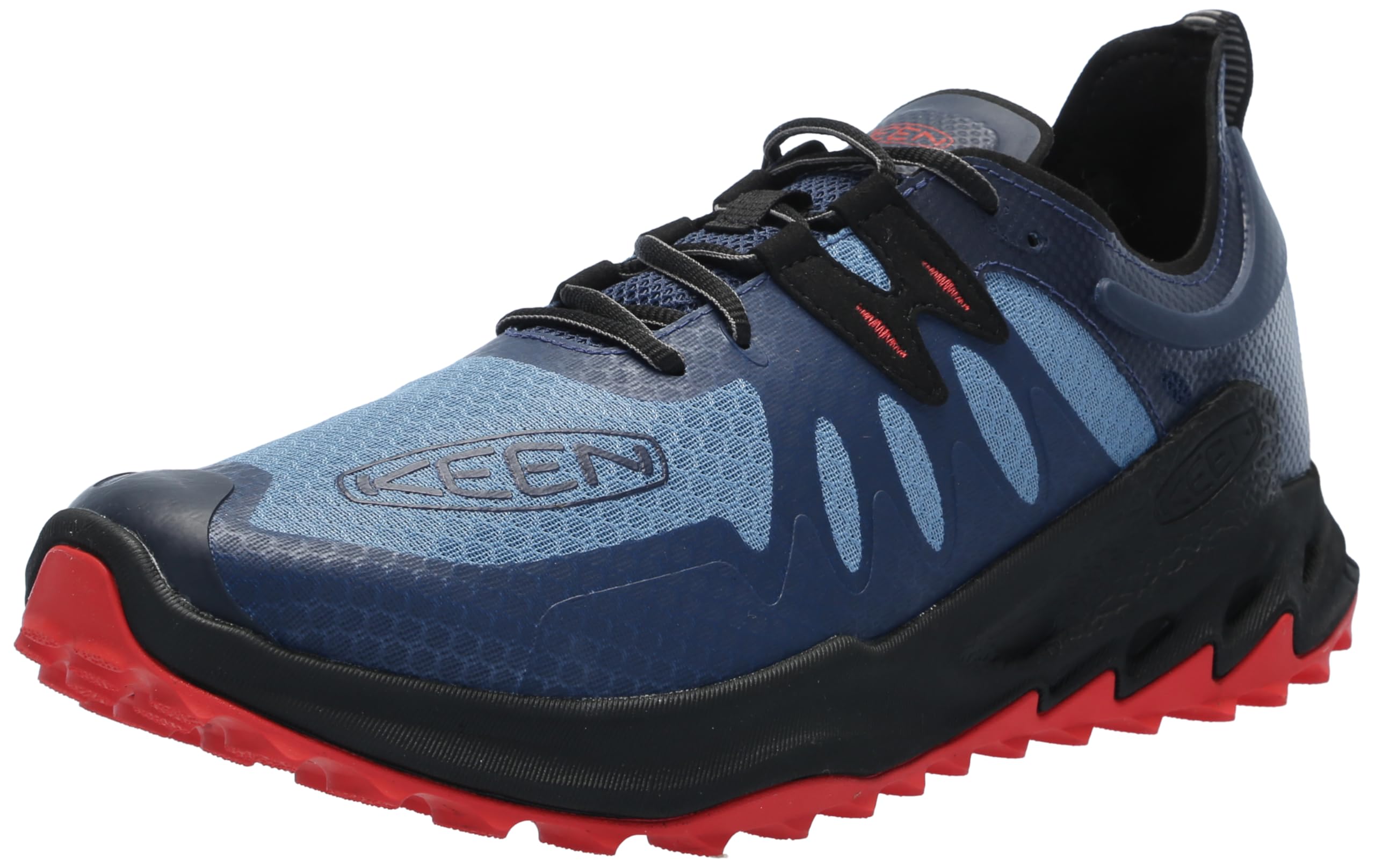 KEEN Men's Zionic Low Height Breathable All Terrain Hiking Shoes, Coronet Blue/Poppy Red, 11.5