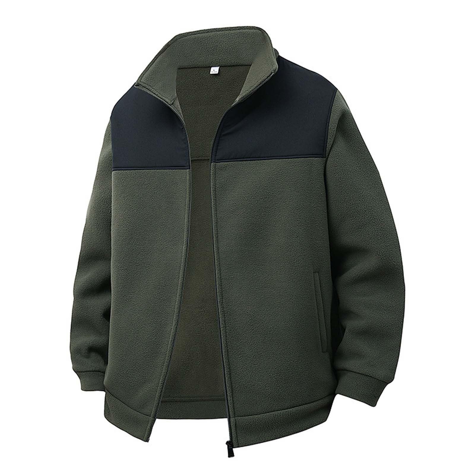 Polaire Homme sans Capuche Fleece Jacket Zippées Sweatshirt avec Poches Gilet Doublure Veste D'extérieur Doublé d'hiver De Randonnée