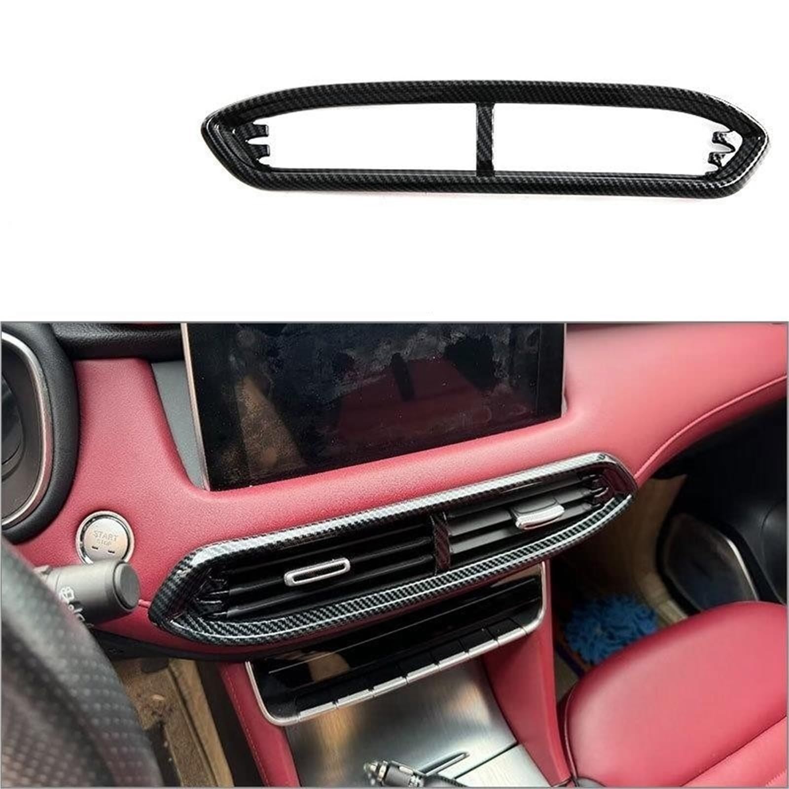 Folia na panel‌ Okleina skrzynia biegów‌ Pasuje do MG HS 2018-2023 LHD RHD ABS Carbon Fiber Car Center Console Osłona wylotu klimatyzacji Środkowa rama otworu wentylacyjnego AC(LHD)