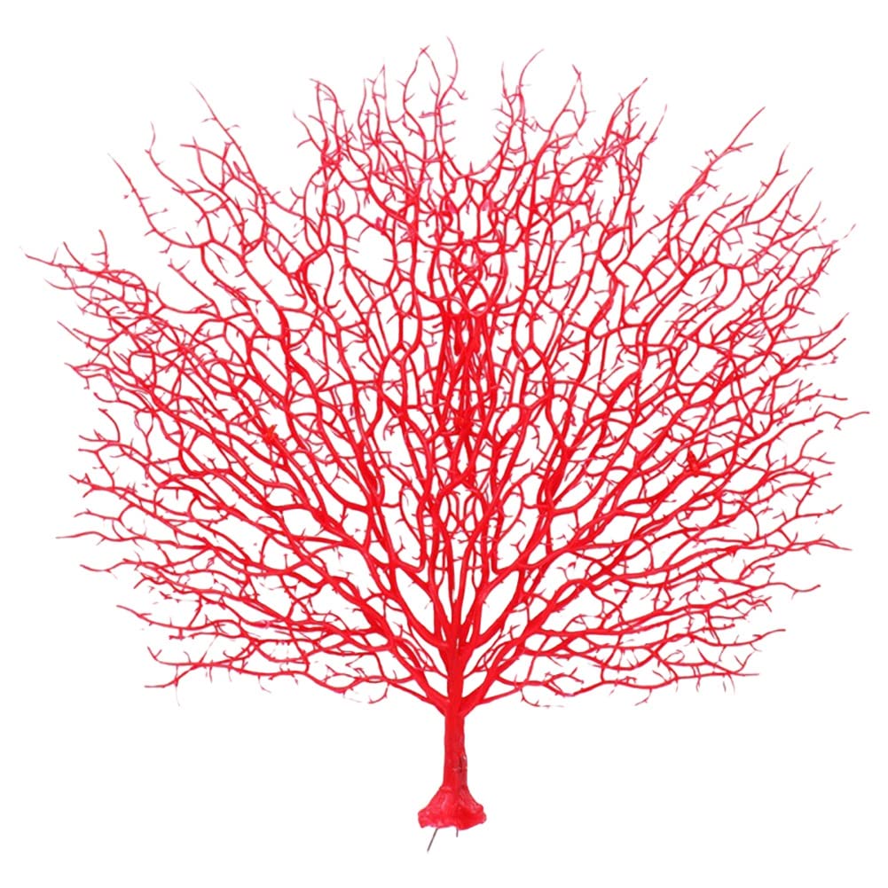Branche de corail de simulation,URMAGIC décoration d'aquarium, 50x40cm Arbre de mer de corail artificiel, décoration de mariage, ornement d'aquarium de paysage en plastique, Red