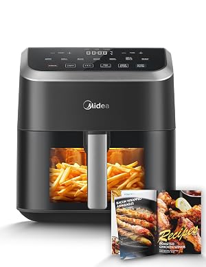 Midea Air Fryer 5 5 Quart with See-Thru Window Rapid Air Technology 9 Preset Menus for Quick and