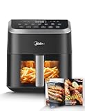Air Fryer 5.5 Quart with See-Thru Window, Rapid Air Technology, 9 Preset Menus for Quick and Easy Meals,1 Minute Button and Favorite Function, 90% less oil