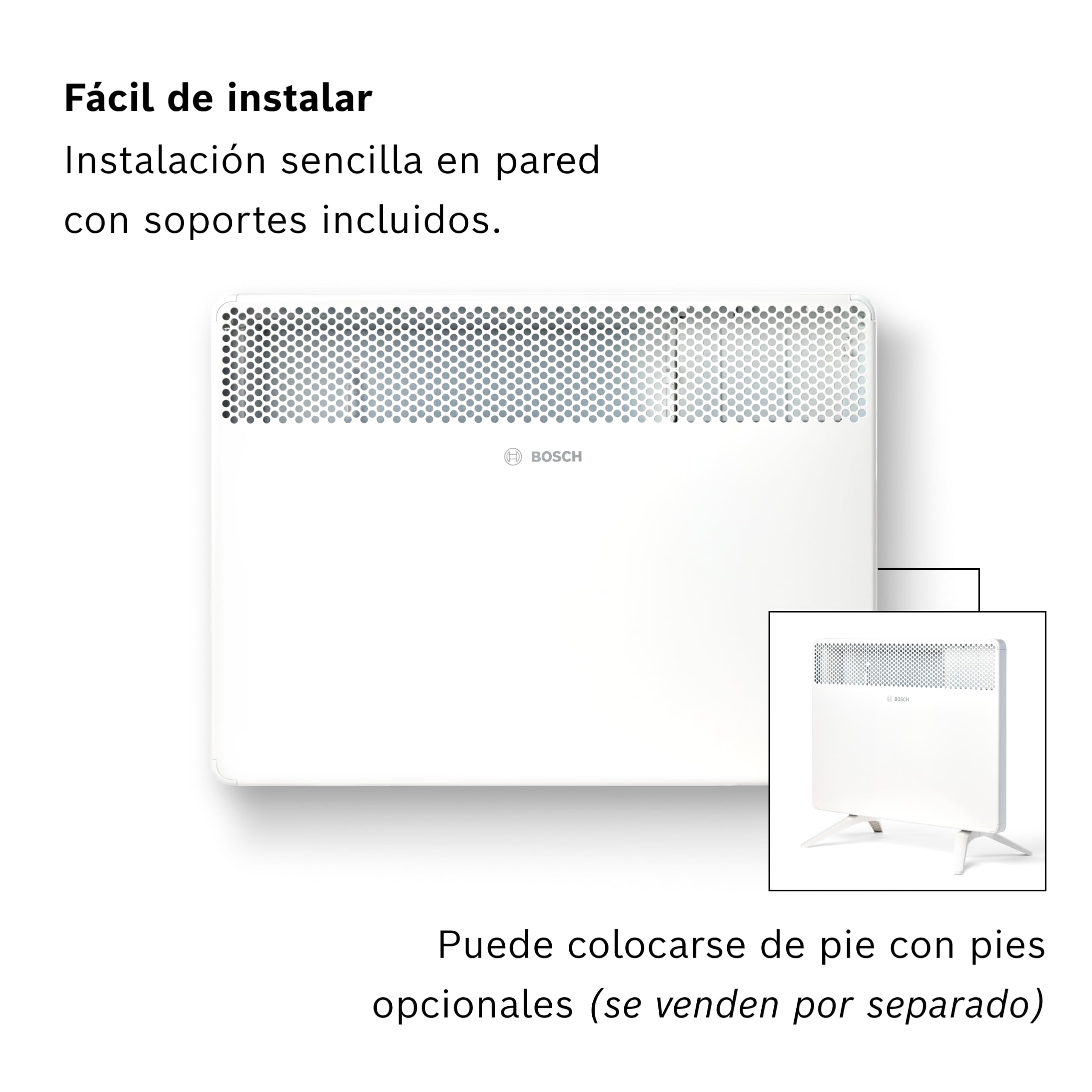Bosch Heat Convector 4000-15 Convector eléctrico, 1500 W | Para Estancias de Hasta 15 m², Regulador Electrónico, Pantalla LED, Programa Semanal y Protección Contra Salpicaduras
