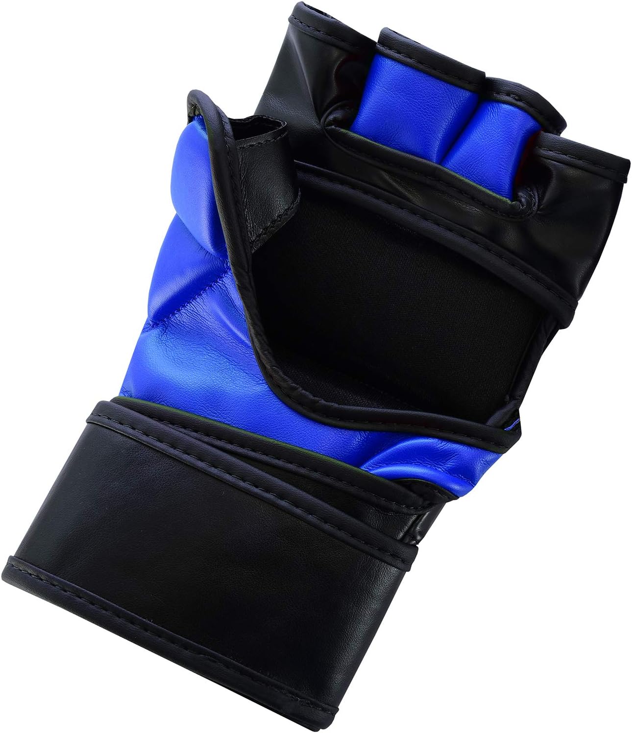 BeSmart Auth. Rex Leather MMA Grappling Gloves Boxing Punch Bag UFC Gel Tech Muay Thai (Blue, Medium)