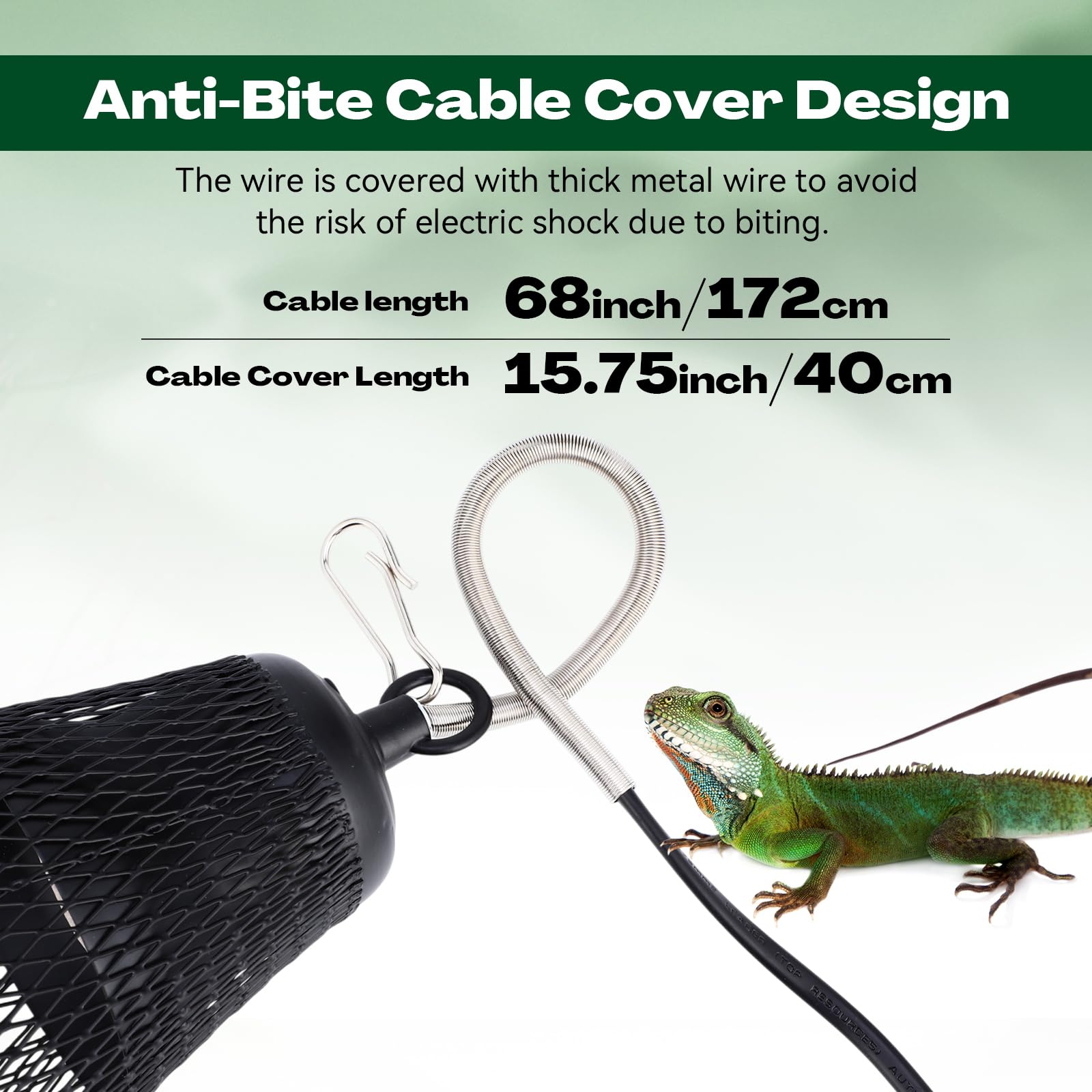 Retisee 2 lámparas de calor para reptiles, pantalla antiquemaduras con interruptor de encendido y gancho antimordeduras para lagartos, serpientes, pollitos, bombilla de 100 W no incluida