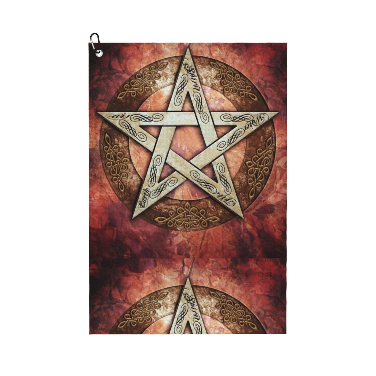 peiyeety Magic Witch Pentagram Baphomet Microfiber Golf Towel with Carabiner Clip, 16x24 Inch Absorbent Waffle Weave Towel for Golf Bags