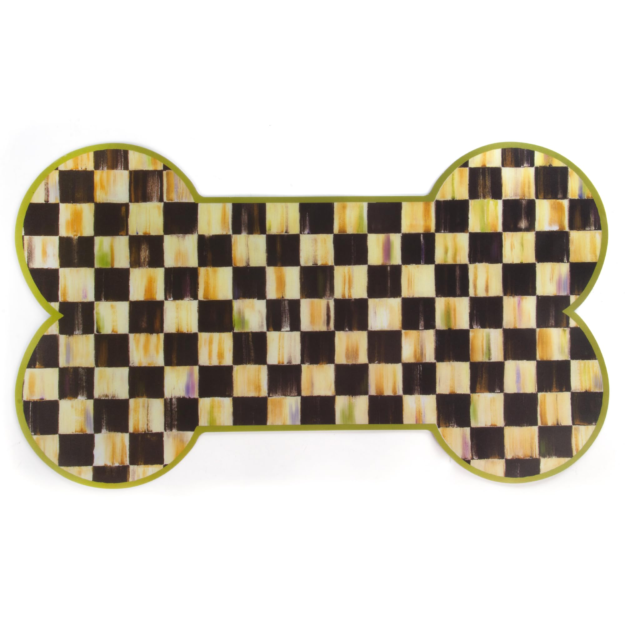 Pup Placemat, Cute Pet-Food Mat for Dog Bowls and Cat Bowls, Black-and-White Courtly Check