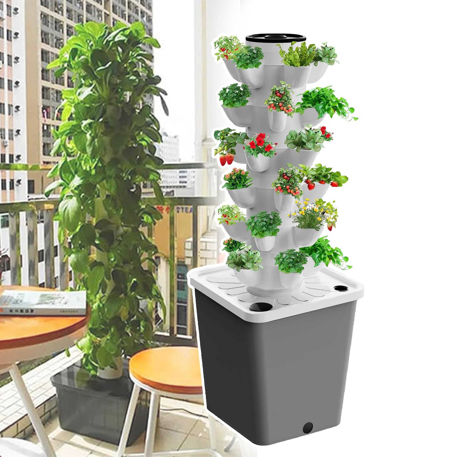 Sistema De Cultivo Hidropónico De 15 A 30 Orificios: Vertical, Cultivo Sin Suelo + Alto Rendimiento, Fácil De Montar, Desmontable/Reutilizable, para El Hogar/Cocina,15 Hole