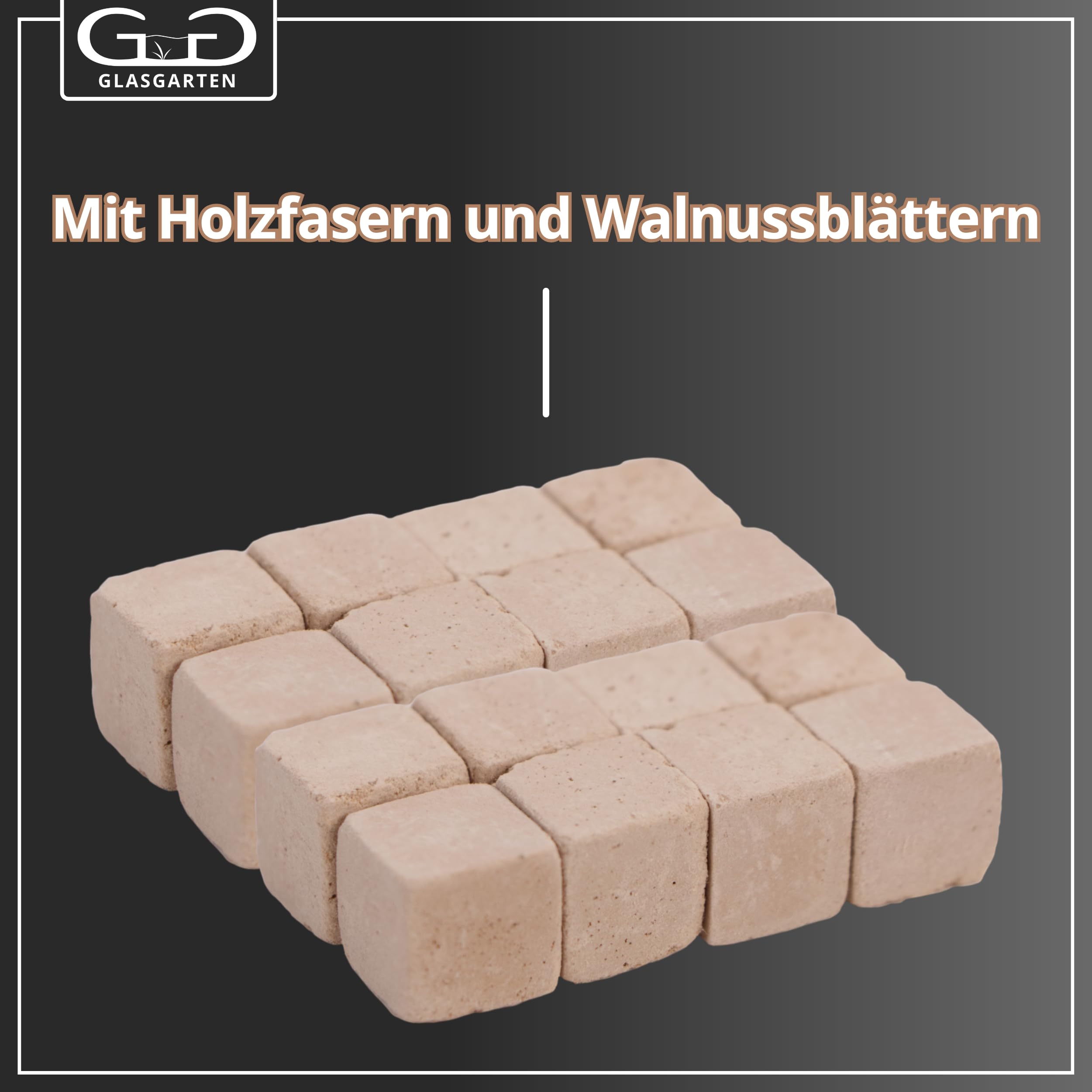 GlasGarten Mineral Woody Cubes | 16 pezzi – Mangime complementare/minerale per gamberetti decorativi, lumache e gamberi con minerali e fibre di legno