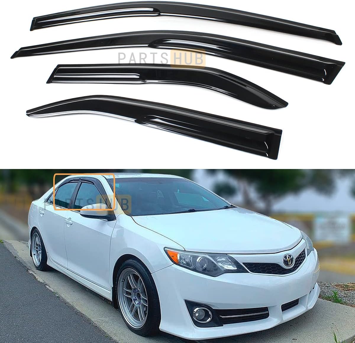 Fits for 2012-2017 Toyota Camry JDM 3D Wavy Mugen Style Window Visors Rain Guards Deflector