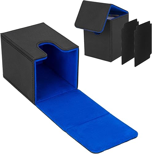 Miniatura 8 de LEFORZ Caja de cartas con 2 divisores, caja de almacenamiento premium para juegos de cartas que se adapta a más de 100 cartas de una sola manga,