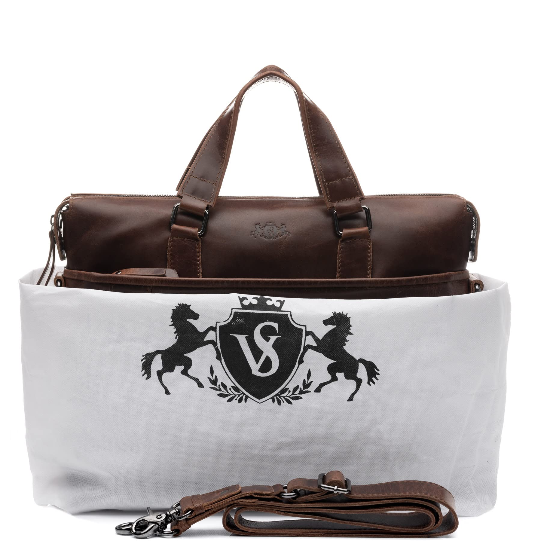 SID & VAIN Sac Ordinateur Portable Cuir véritable 15.4 Pouces London Mallette Professionnelle bandoulière Grand pour Hommes et Femmes Serviette de Travail Etudiante Marron