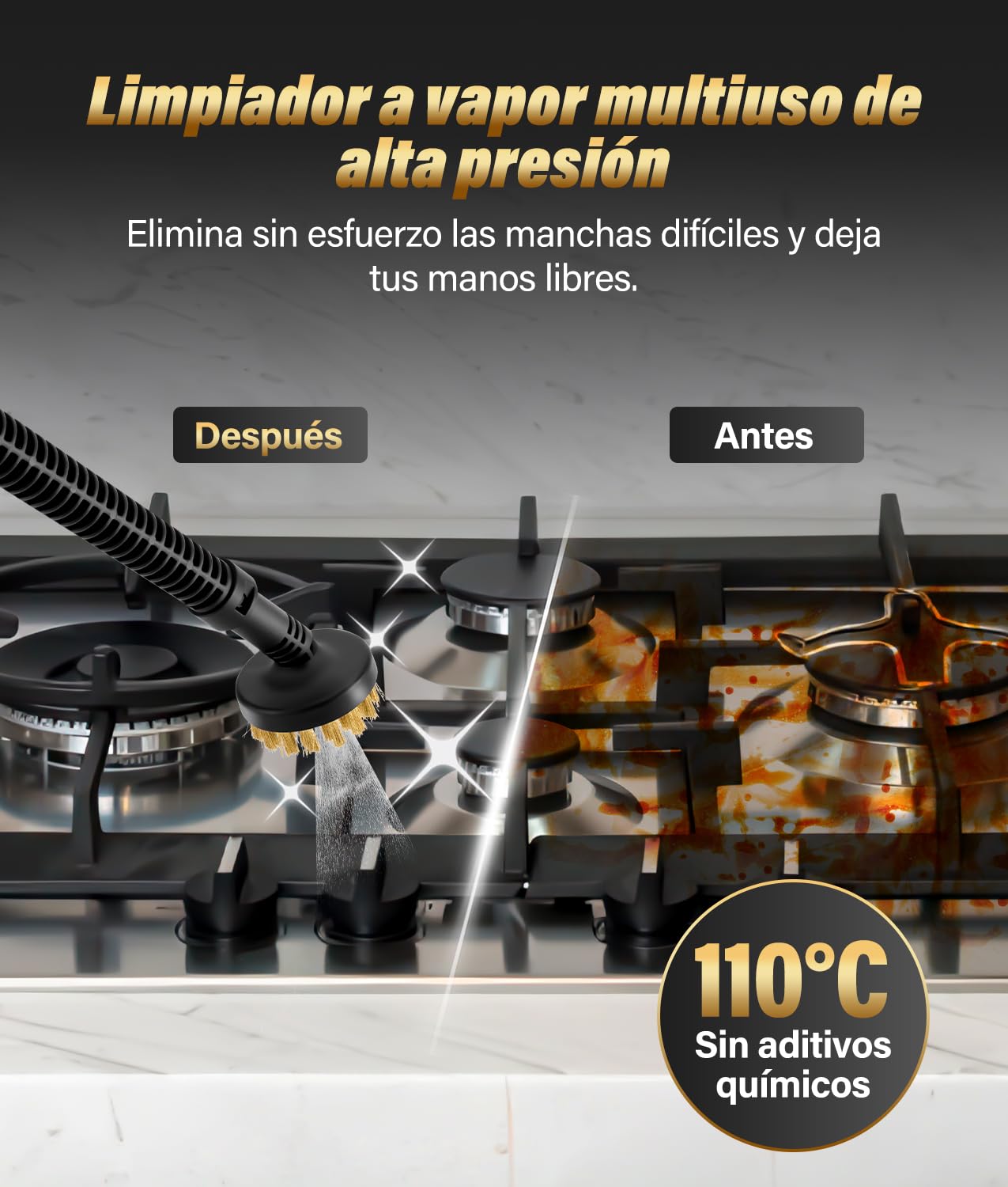 PAHTTO Limpiador a vapor con unidad de mano extraíble, 17 accesorios y depósito de agua de 500 ml, tiempo de calentamiento de 15 segundos, potencia de vapor regulable, para suelos, cocina y baño