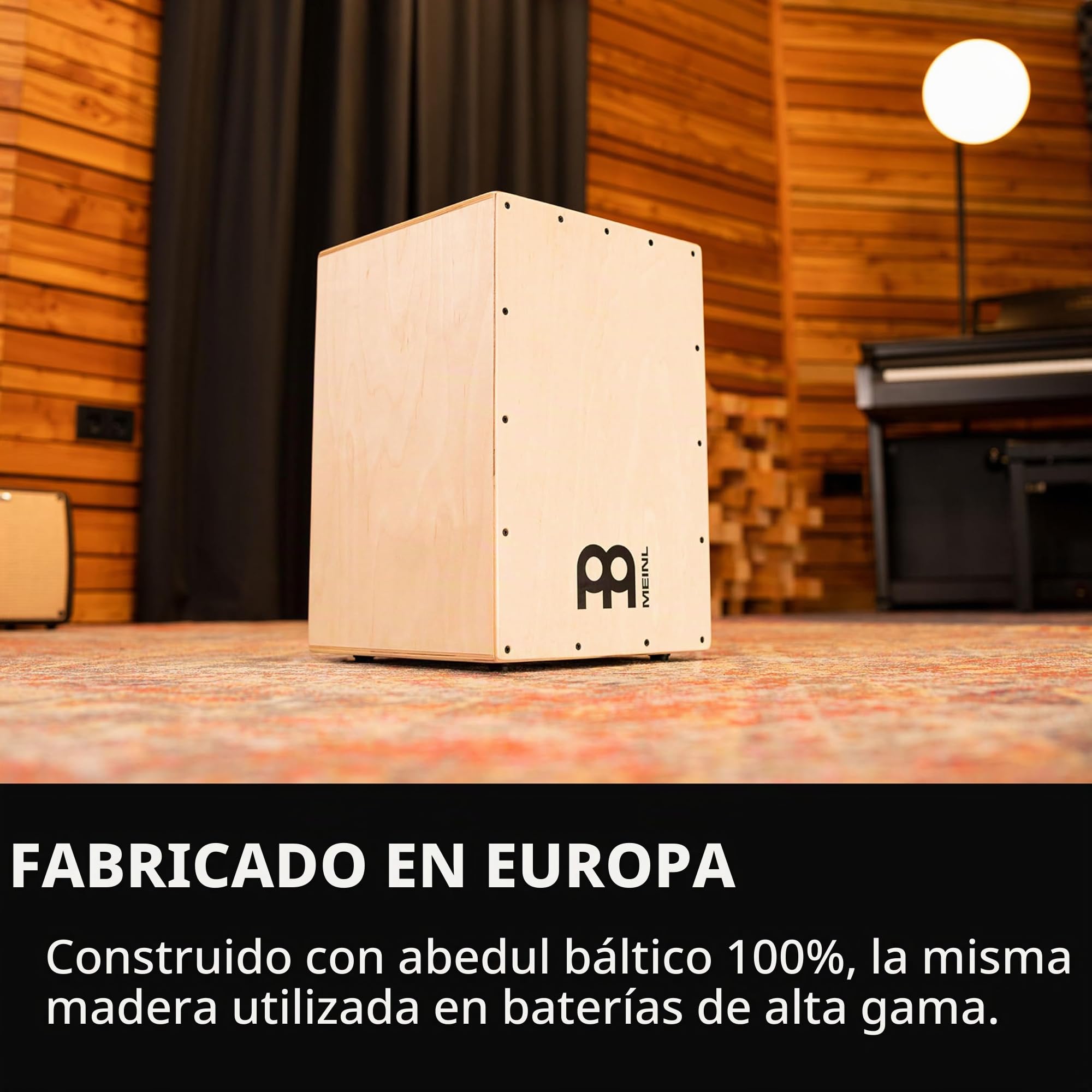 Meinl Percussion Headliner Cajon Instrument - Caja de tambor compacta con caja y sonido de graves - Abedul báltico de superficie de tocar (HCAJ100NT)