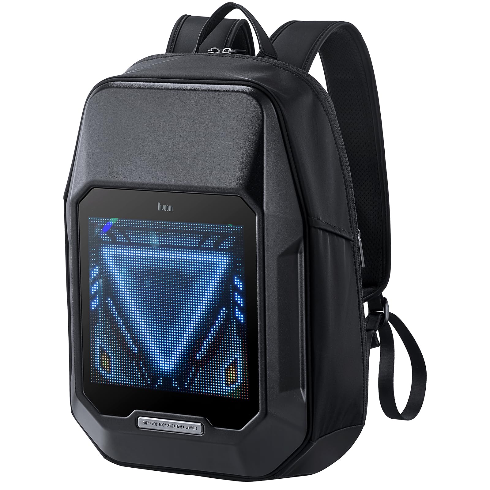 Pixoo Cyberpunk Design LED Backpack with 64 x 64 Pixel Display, Personalised Brand Customization, Lightweight & Durable, Multifunctional Storage Space - For Creative & Tech Fashion Lovers,