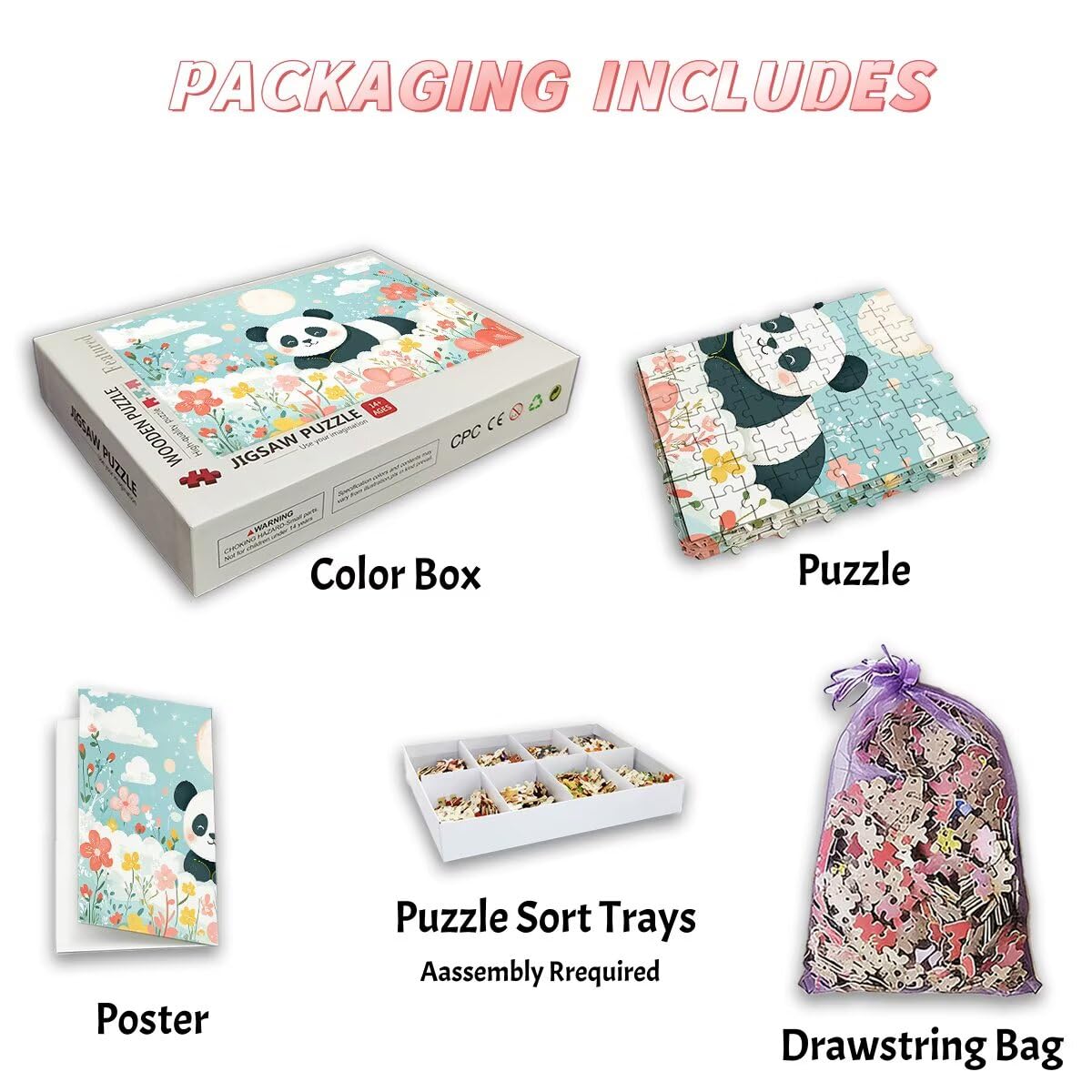 Puzzle 2000 sztuk dla dorosłych kwiat, Panda Puzzle 2000 sztuk dla dorosłych, drewniane puzzle z pudełkiem na prezent rozmiar 99x70cm, wyzwanie puzzle dla całej rodziny, prezent dla kobiety-1498