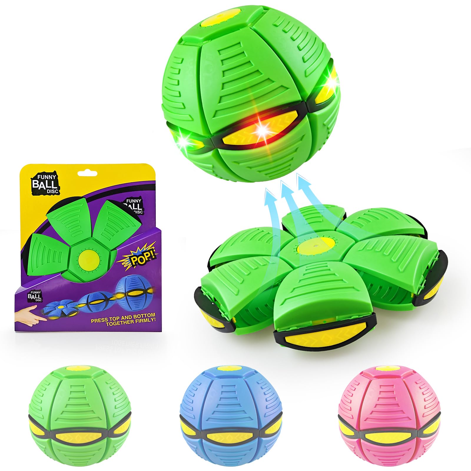 Magic Bouncing Ball 6-Light Dual Form – Pop up, Meta Ball Metaball Transforming Design – Flying Saucer Bouncy – Interactive Bouncing Balls Perfect for Halloween Pack